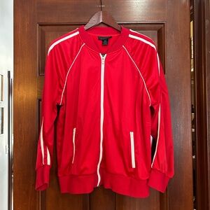 Ashley Sport Red Track Jacket | Zip Front Athletic Jacket | Size 14/16
